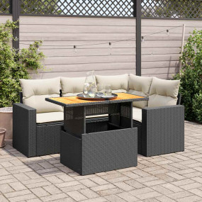 Garden Sofa Set Black, Cream White