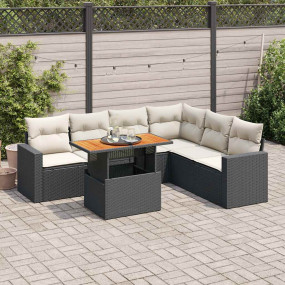 Garden Sofa Set Black PE rattan Large UV-resistant mate...
