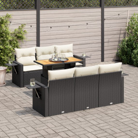Garden Sofa Set Black PE Rattan Large Adjustable Armres...