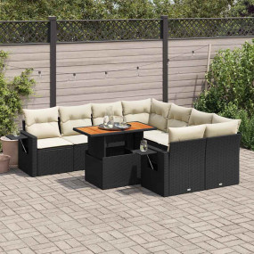 Garden Sofa Set Black, Cream White