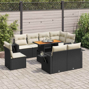 Garden Sofa Set Black PE Rattan Large Modular Garden So...