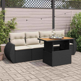 Garden Sofa Set Black PE rattan Large Adjustable Armres...
