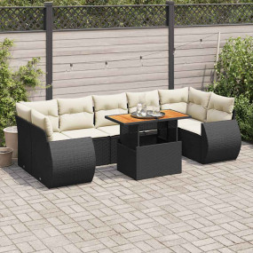 Garden Sofa Set Black PE Rattan 8 Piece Set Adjustable ...