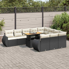 Garden Sofa Set Black PE rattan Large Modular Garden So...
