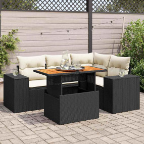 Garden Sofa Set Black, Cream White
