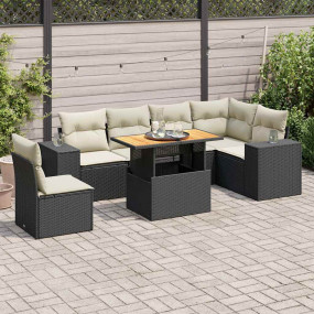 Garden Sofa Set Black PE Rattan Large Garden Sofa Set
