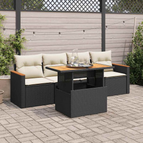 Garden Sofa Set Black and Cream White