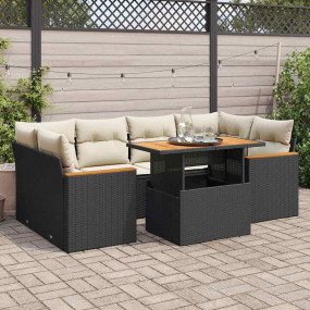 Garden Sofa Set Black PE rattan Large Modular Garden So...