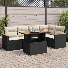 Garden Sofa Set Black PE Rattan Large Modular Garden So...