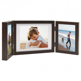 Trifold Photo Frame Dark brown MDF, PS (polystyrene) La...