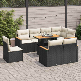 Garden Sofa Set Black PE rattan Extra large Adjustable ...