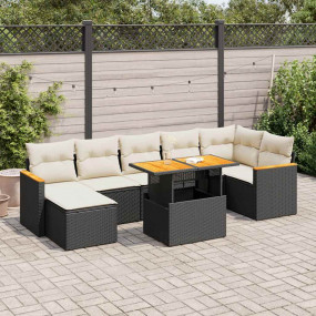 Garden Sofa Set Black, Cream White