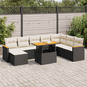 Garden Sofa Set Black PE rattan 9 Piece Set Modular