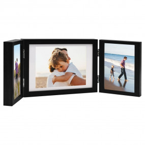 Trifold Photo Frame Black MDF Small Foldable