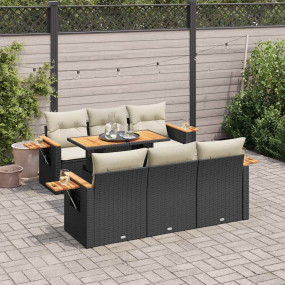 Garden Sofa Set Black PE rattan Large Adjustable Feet