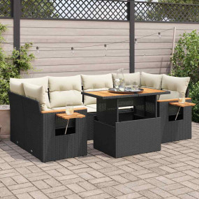 Garden Sofa Set Black, Cream White
