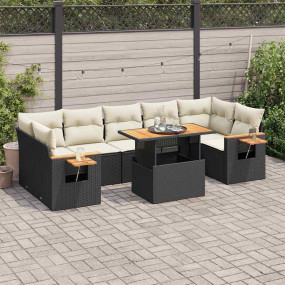 Garden Sofa Set Black PE Rattan Large Modular Garden So...