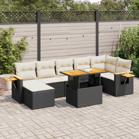 Garden Sofa Set Black and Cream White