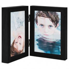 Bifold Photo Frame Black MDF Foldable Bifold Photo Fram...