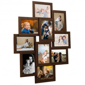 Photo Frame Dark Brown MDF and Polystyrene For 10 Photo...