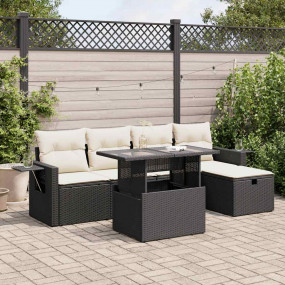 Garden Sofa Set Black and Cream White