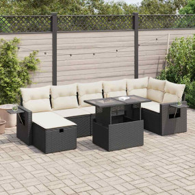 Garden Sofa Set Black PE rattan Large Adjustable Feet