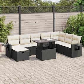 Garden Sofa Set Black, Cream White