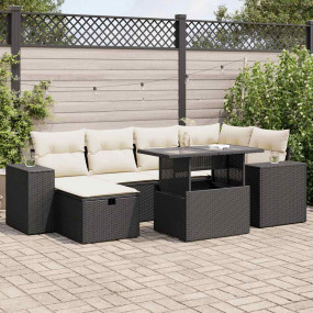 Garden Sofa Set Black and Cream White