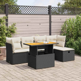 Garden Sofa Set Black with cream cushions