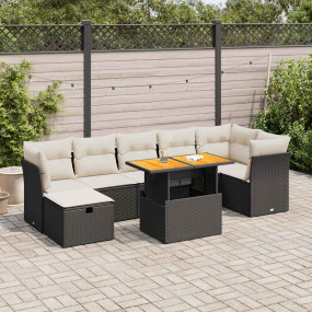Garden Sofa Set Black PE rattan Large Adjustable Feet