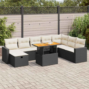 Garden Sofa Set Brown Poly Rattan Large Adjustable Feet