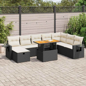 Garden Sofa Set Black Poly Rattan Large Modular Garden ...