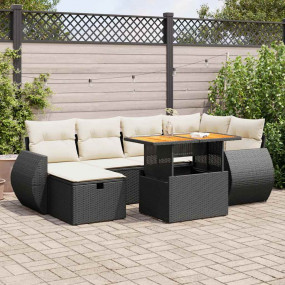 Garden Sofa Set Black, Cream White
