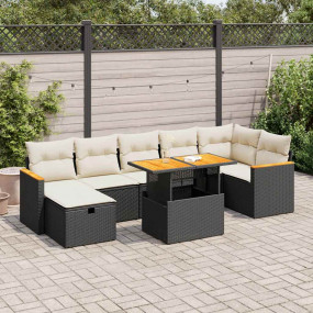 Garden Sofa Set Black, White
