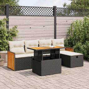 Garden Sofa Set Black PE rattan Large Removable Covers
