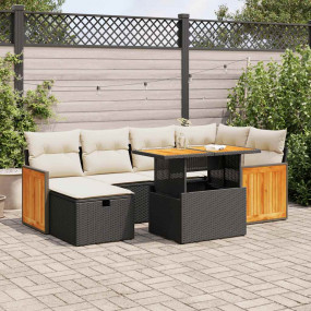 Garden Sofa Set Black PE Rattan Large Garden Sofa Set