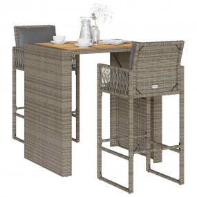 Garden Bar Set Gray PE rattan, Powder-coated steel, Sol...