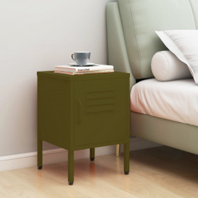 Nightstand Olive Green Steel 13.8 x 13.8 x 20.1 in Nigh...