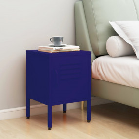 Nightstand Navy Blue Steel 13.8x13.8x20.1 in Height-Adj...