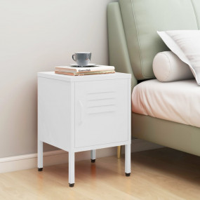 Nightstand White Steel 13.8 x 13.8 x 20.1 in Nightstand...