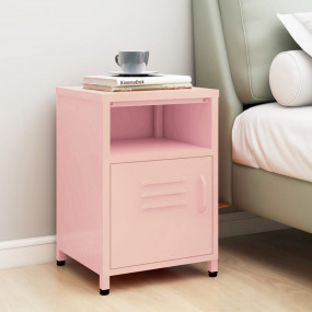 Nightstand Pink Steel 13.8x13.8x20.1 in Levelers Nights...