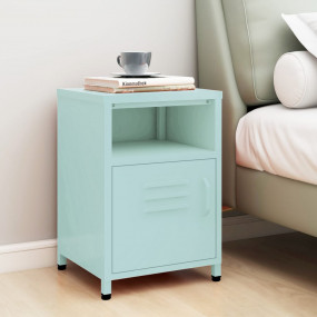 Nightstand Mint Steel Medium Adjustable Feet Nightstand