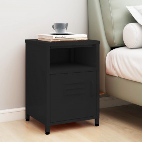 Nightstand Black Steel 13.8x13.8x20.1 in Levelers Night...