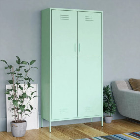 Wardrobe Mint Steel 35.4 x 19.7 x 70.9 in Modern Mint W...
