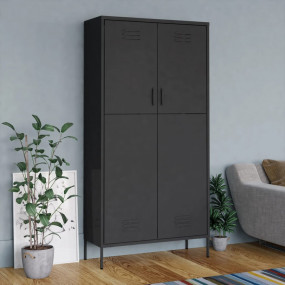 Wardrobe Anthracite Steel Medium Height-Adjustable Shel...