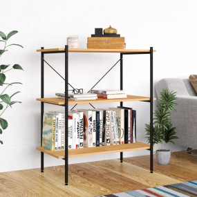 Shelving Unit Black and Oak Engineered wood Medium Shel...