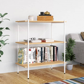 Shelving Unit White and Oak Engineered wood, Steel Medi...