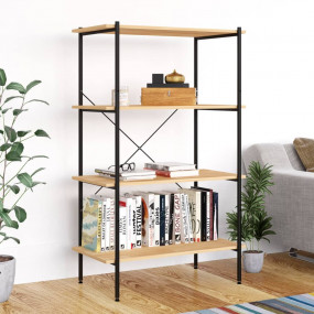 Shelving Unit Black and Oak Engineered wood, Steel Medi...