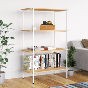 Shelving Unit White and Oak Engineered wood, Steel Medi...
