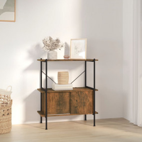 Shelving Unit With Cabinet Dark Brown and Black